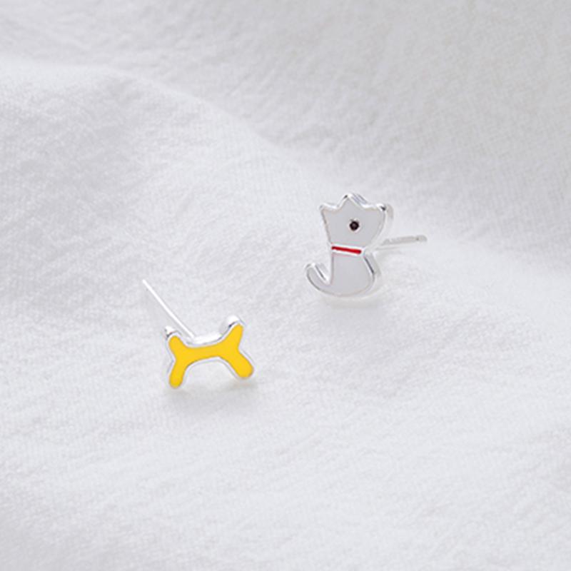 925 Sterling Silver Stud Earrings Puppy Bone  |   Jewelry Accessories Jewelry