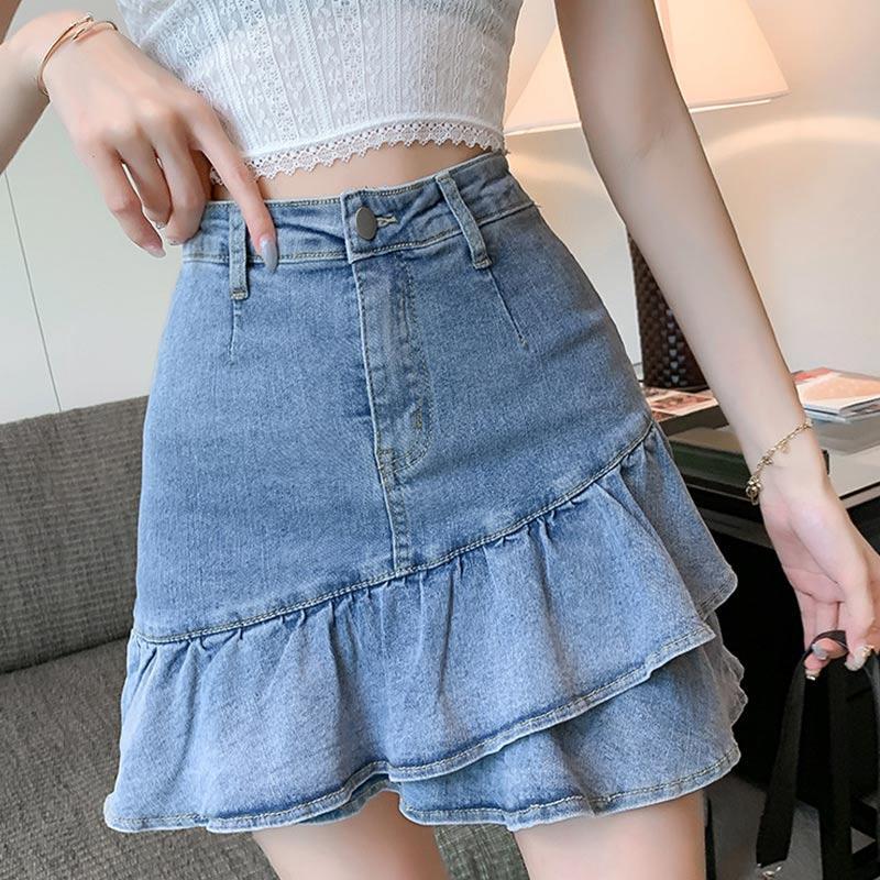 A-Line Slim Denim Skirt  |   Skirts Clothing Blue