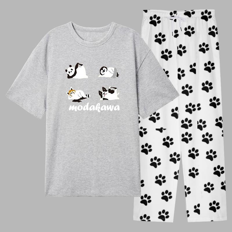 Animals Print Short Sleeve T-Shirt Pants Suit  |   T-Shirts Clothing Pants