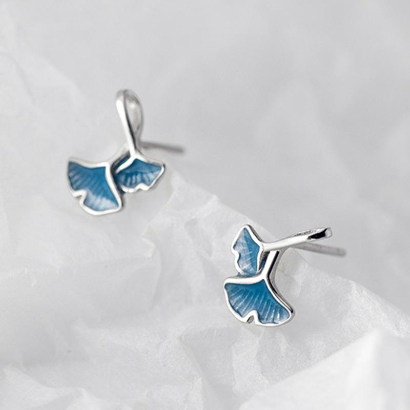 Apricot Leaves 925 Sterling Silver Stud Earrings  |   Jewelry Accessories Gold