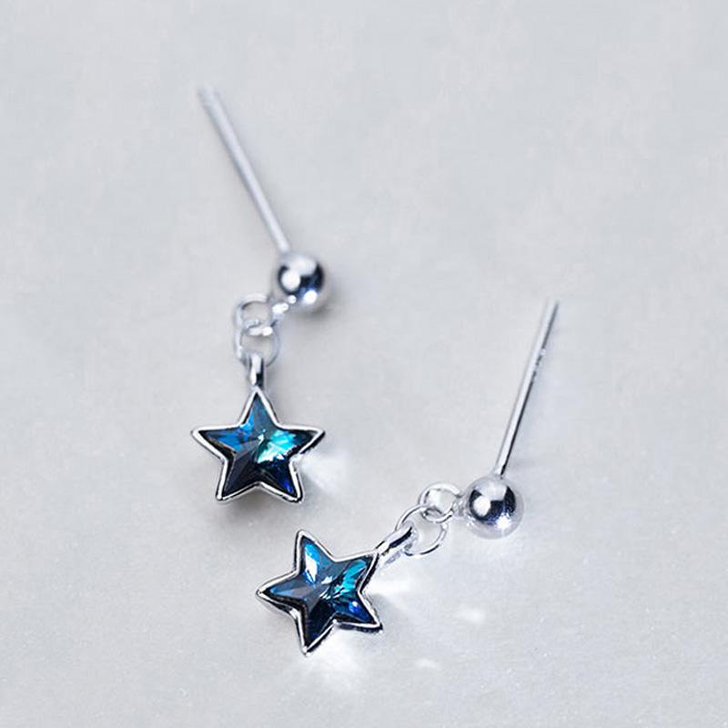 Blue Star 925 Sterling Silver Stud Earrings  |   Jewelry Accessories Blue