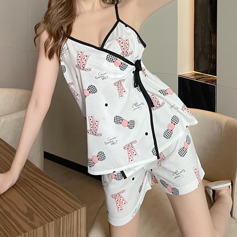 Bow-Knot Print Cami Top Shorts Pajamas Set  |   Pajamas Clothing Pajamas