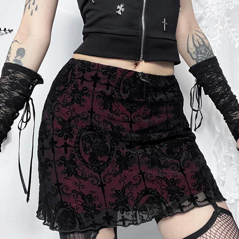 Bow Lace Double Layered Skirt  |   Crop Tops & Camis Clothing Black