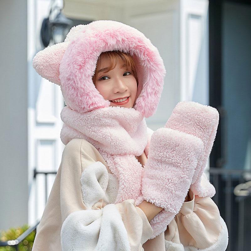 Bunny Bear Kitty Ears Hat Scarf Gloves Warmer  |   Hats & Scarfs Accessories Apricot Bear