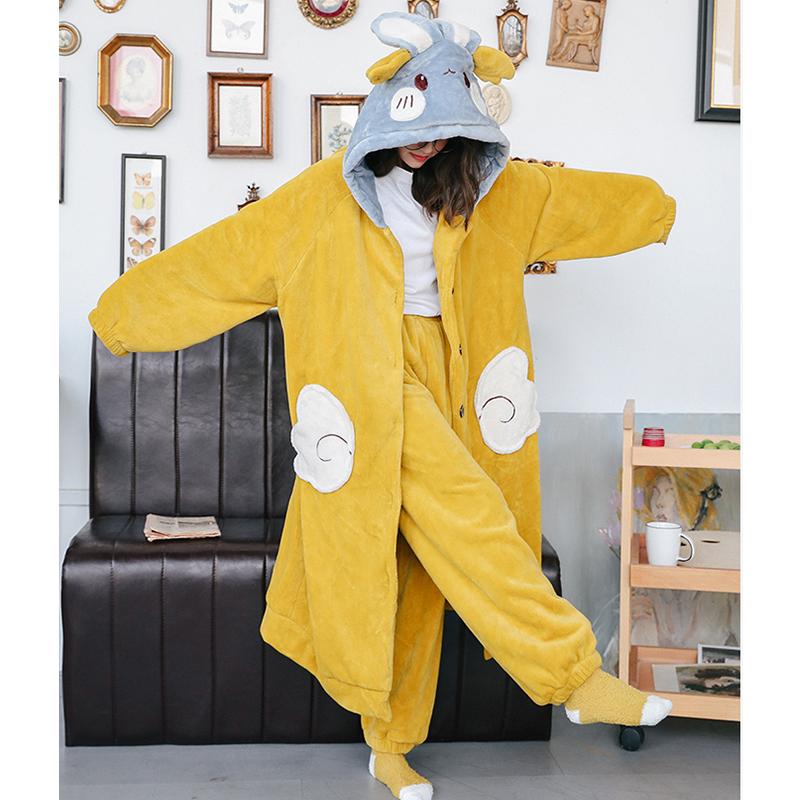 Bunny Ears Angel Plush Hooded Pajama Set  |   Pajamas Clothing Green