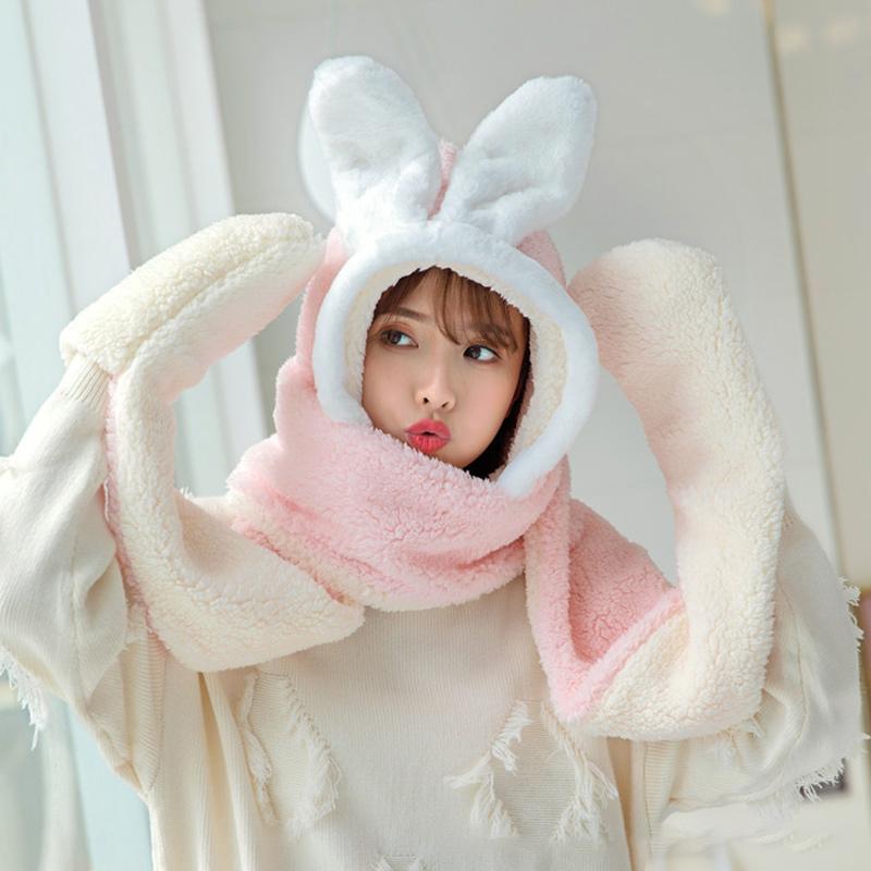 Bunny Ears Hat Scarf Gloves Warmer  |   Hats & Scarfs Accessories Beige