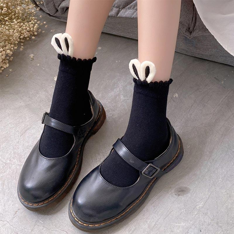 Bunny Ears Lolita Ankle Socks  |   Socks Accessories Black