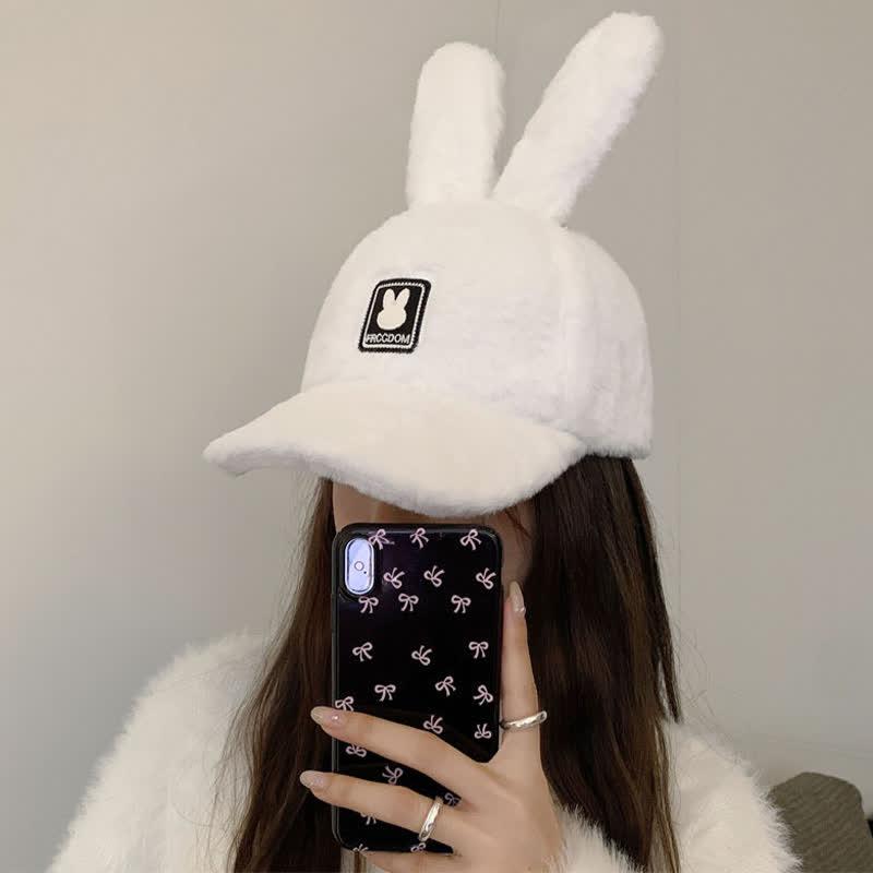 Bunny Ears Plush Baseball Cap  |   Hats & Scarfs Accessories Beige