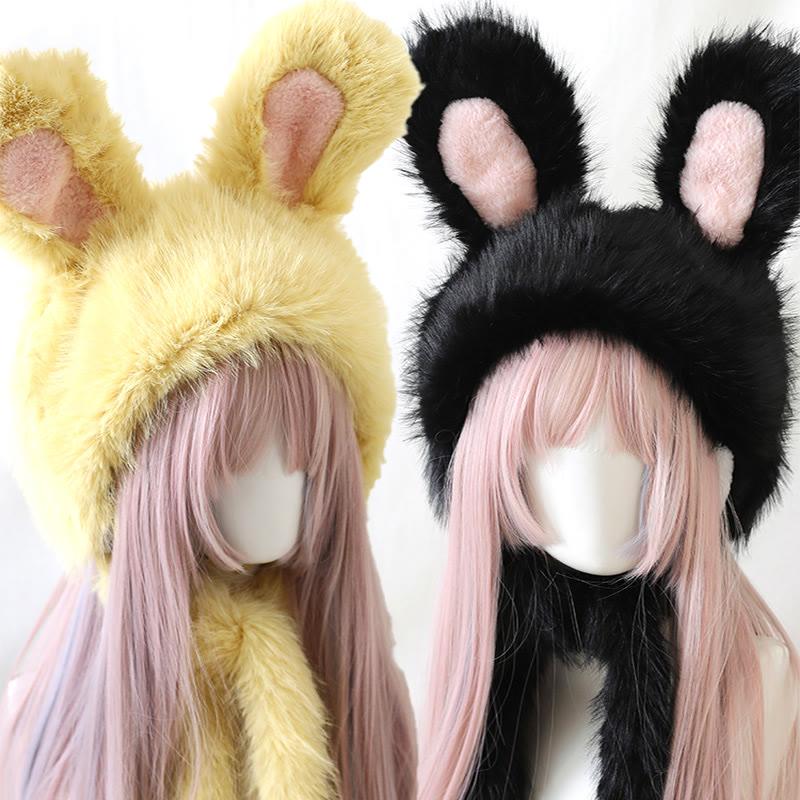 Bunny Ears Plush Hat  |   Hats & Scarfs Accessories Black