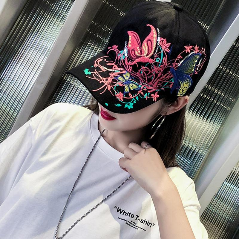 Butterfly Embroidery Casual Cap  |   Hats & Scarfs Accessories Black