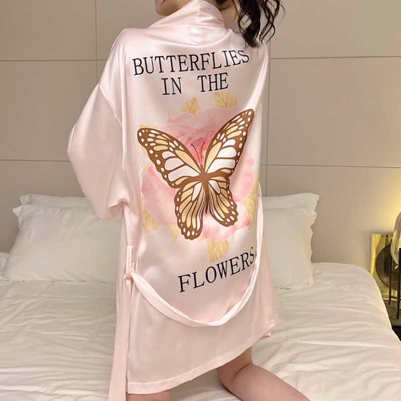 Butterfly Letter Print Robe Pajamas  |   Pajamas Clothing Butterfly