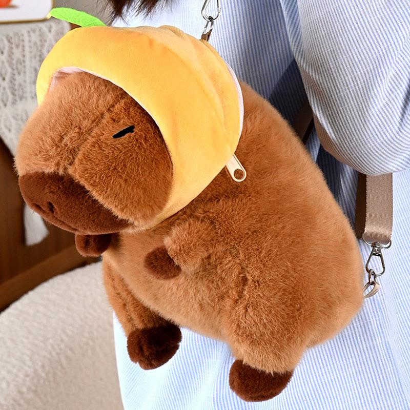 Capybara Fruit Plush Embroidery Backpack  |   Backpack Backpack A