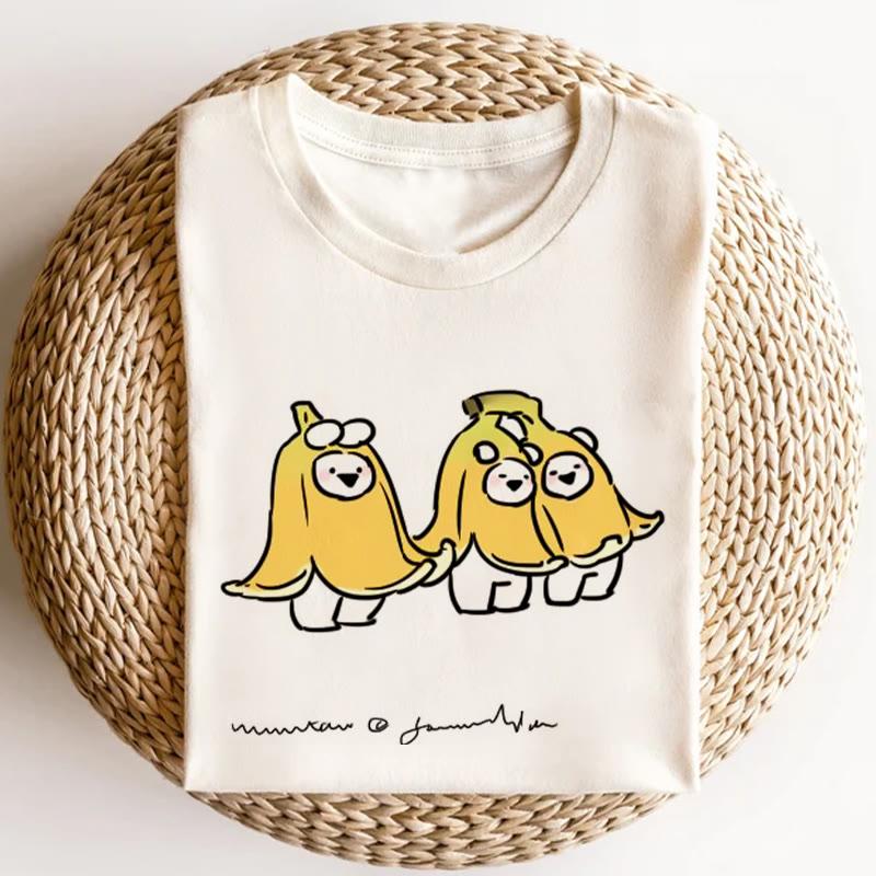 Cartoon Banana Print Summer T-Shirt  |   T-Shirts Clothing Apricot