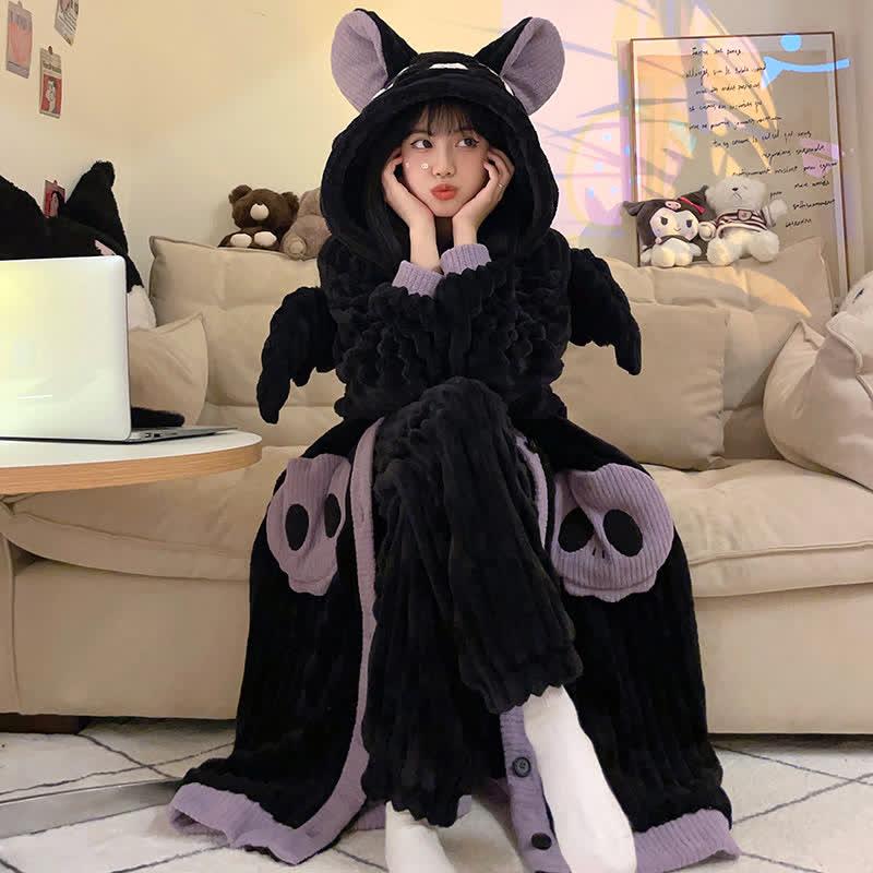 Cartoon Bat Plush Hooded Pajamas Set  |   Pajamas Clothing Pajamas