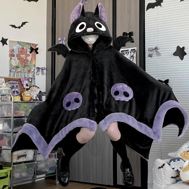 Cartoon Bat Wearable Hooded Blanket  |   Pajamas Clothing Blanket