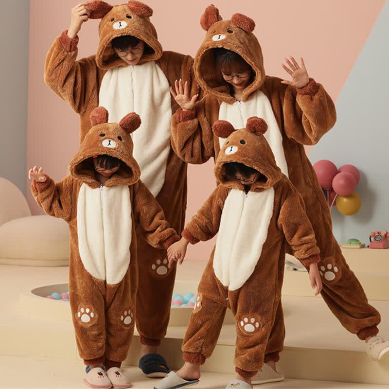 Cartoon Bear Plush Family Pajamas Matching Sets  |   Pajamas Clothing Brown