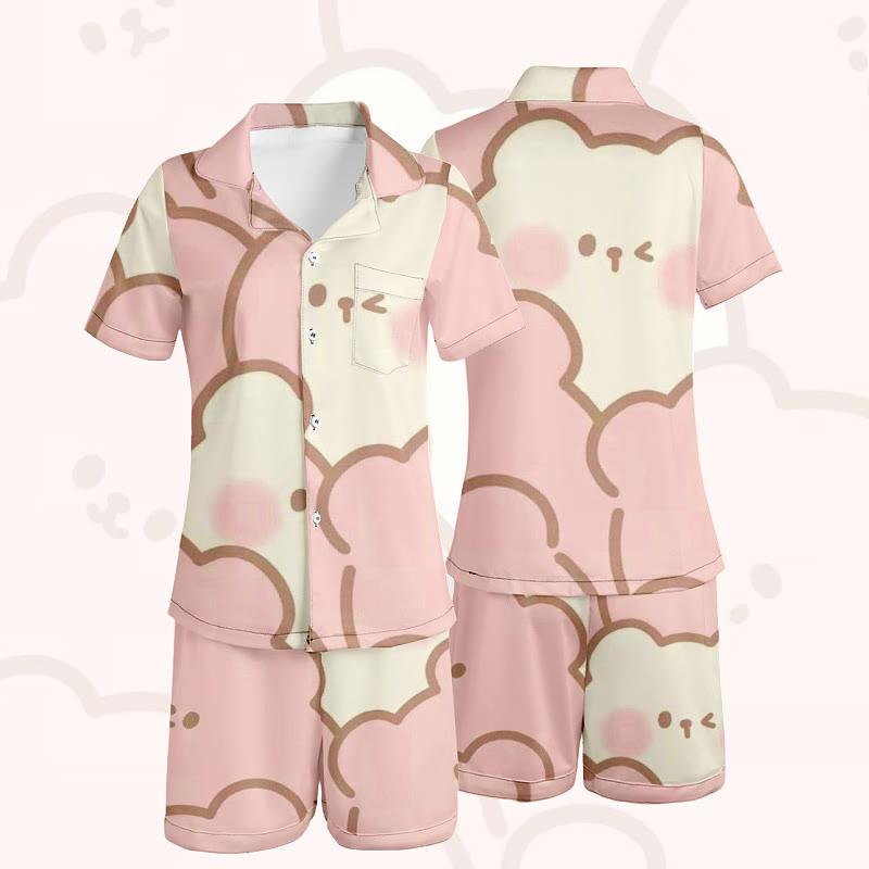 Cartoon Bear Print Loose Pajamas Set  |   Pajamas Clothing Pajamas