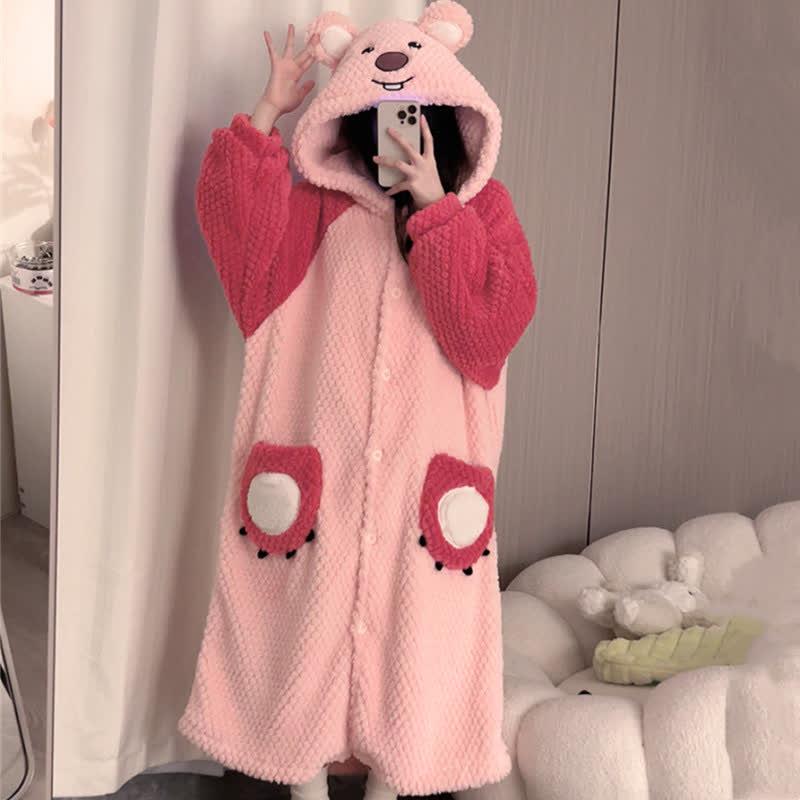 Cartoon Beaver Plush Hooded Pajamas Dress  |   Pajamas Clothing Pajamas