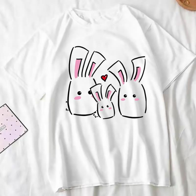 Cartoon Bunny Print Summer T-Shirt  |   T-Shirts Clothing T-Shirts