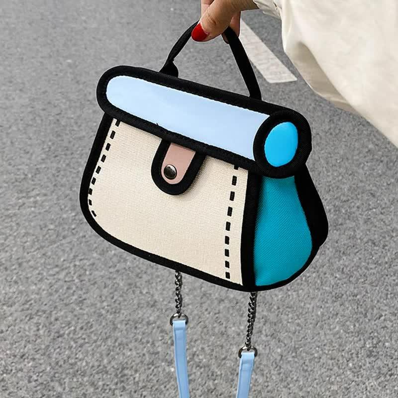 Cartoon Colorblock Canvas Crossbody Bag  |   Crossbody Bag Bags Blue