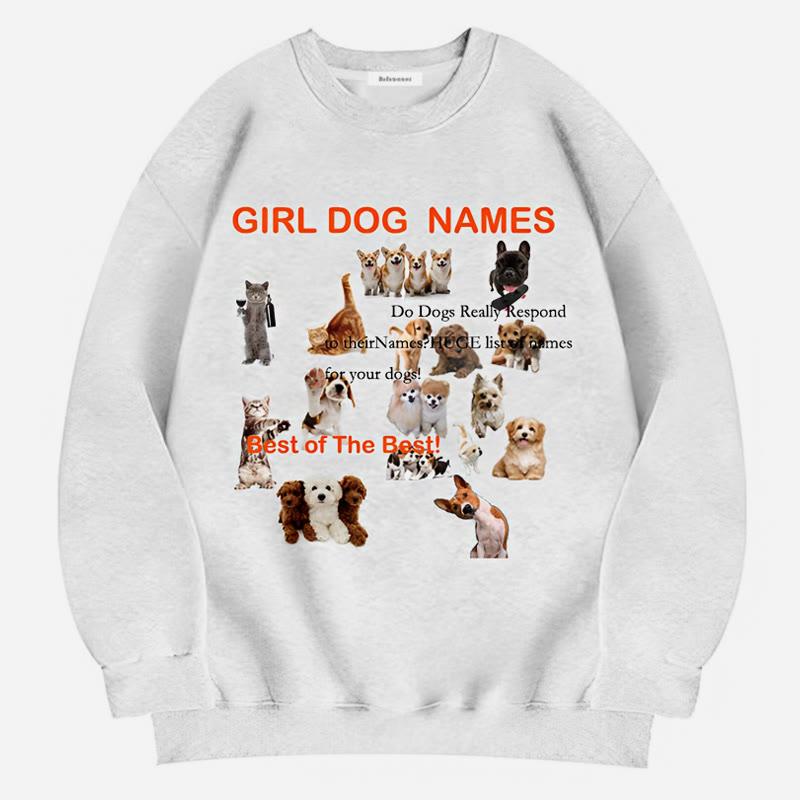 Cartoon Dog Pattern Round Collar Casual Sweatshirt  |   Sweatshirts & Hoodies Clothing Grey