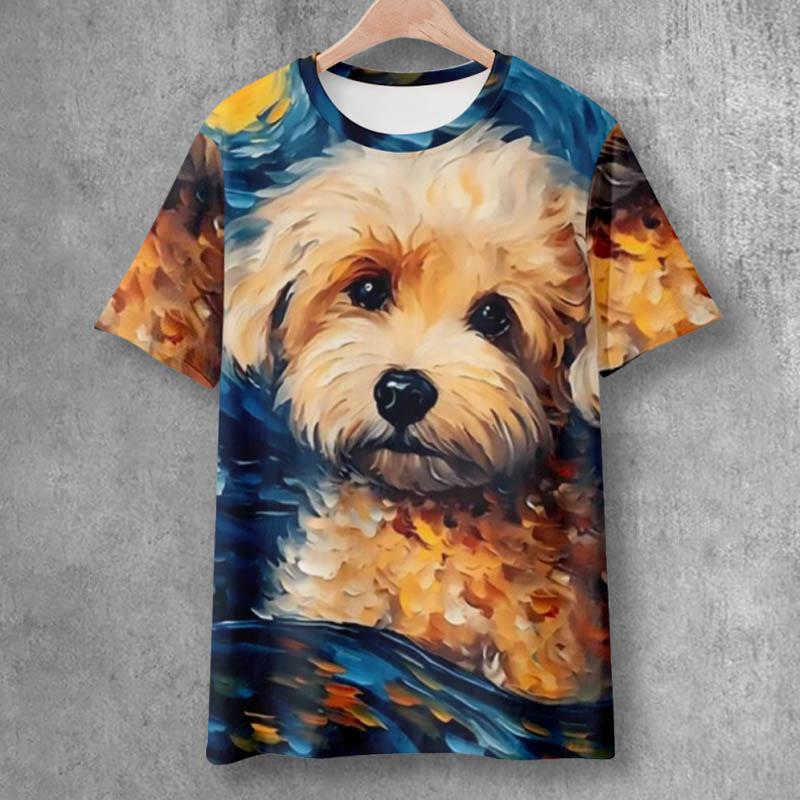 Cartoon Dog Print Casual Short Sleeve T-Shirt  |   T-Shirts Clothing Blue