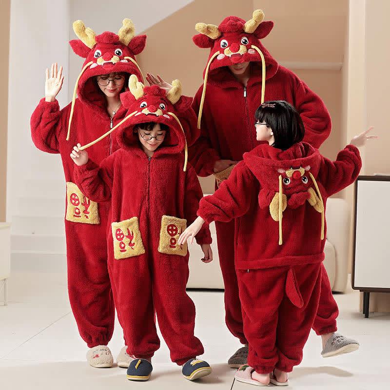 Cartoon Dragon Plush Family Pajamas Matching Sets  |   Pajamas Clothing Pajamas