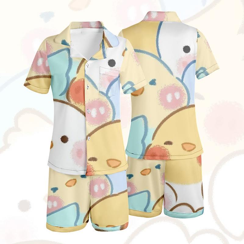 Cartoon Duck Print Loose Pajamas Set  |   Pajamas Clothing Pajamas