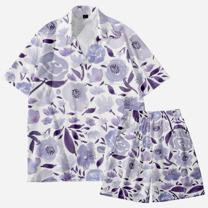 Cartoon Flower Print Casual T-Shirt Shorts Set  |   T-Shirts Clothing Set