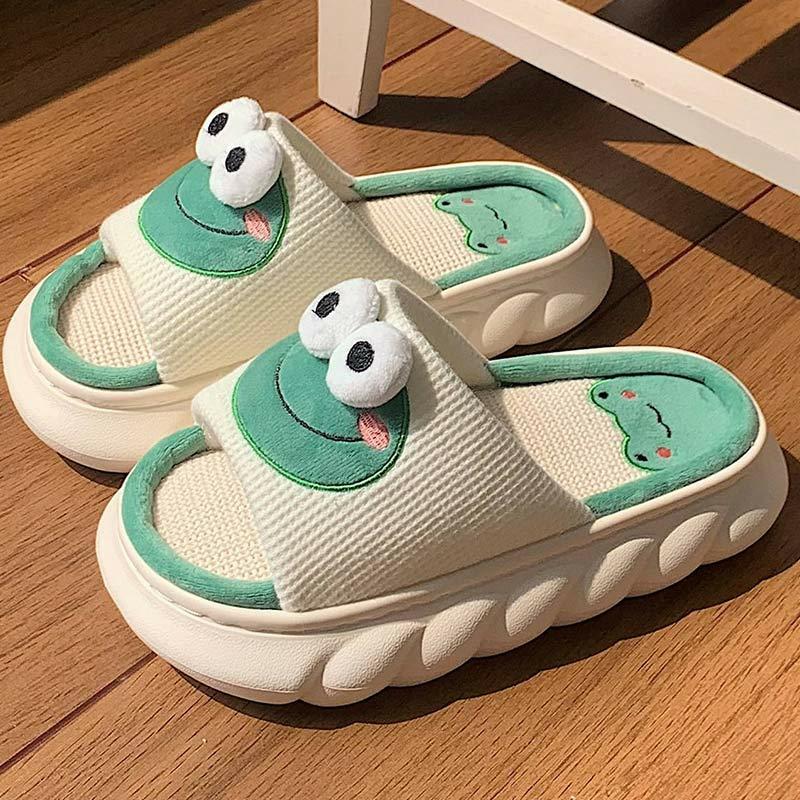 Cartoon Frog Casual Slippers  |   Slippers Shoes Green