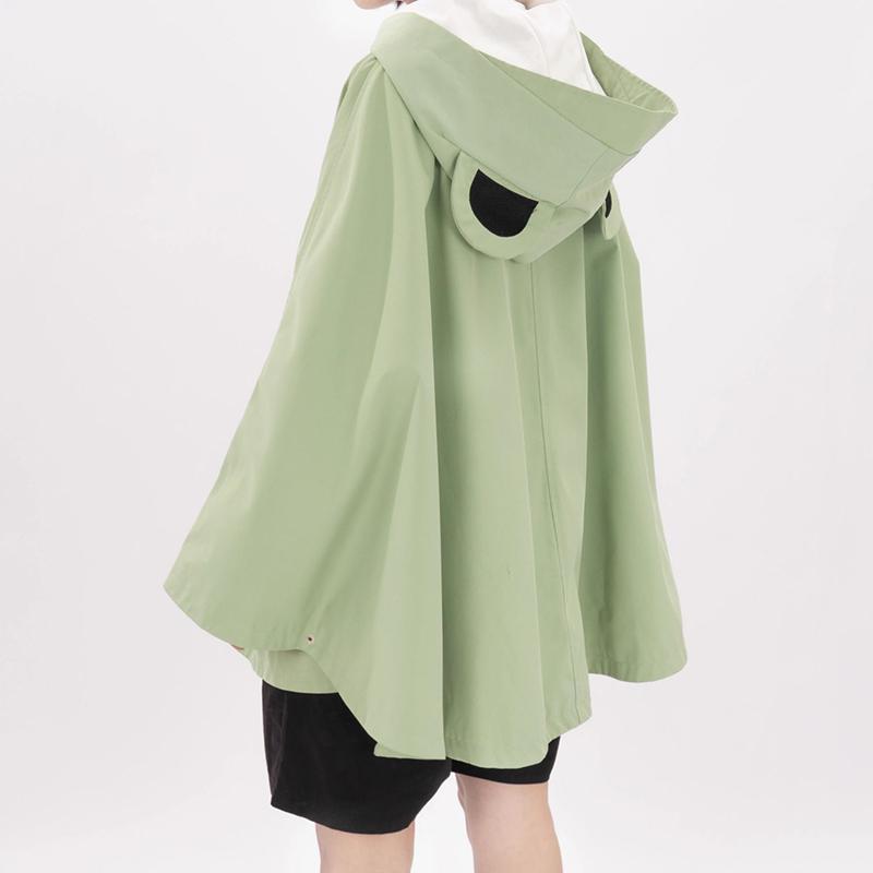 Cartoon Frog Zipper Hooded Cloak Coat Outerwear  |   Outerwear Clothing Green