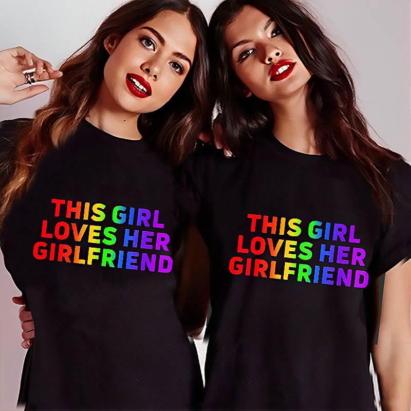 Cartoon Gradient Color Letter Print Loose T-Shirt  |   T-Shirts Clothing Black