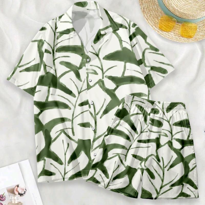 Cartoon Leaf Casual Loose T-Shirt Shorts  |   Shorts Clothing Set