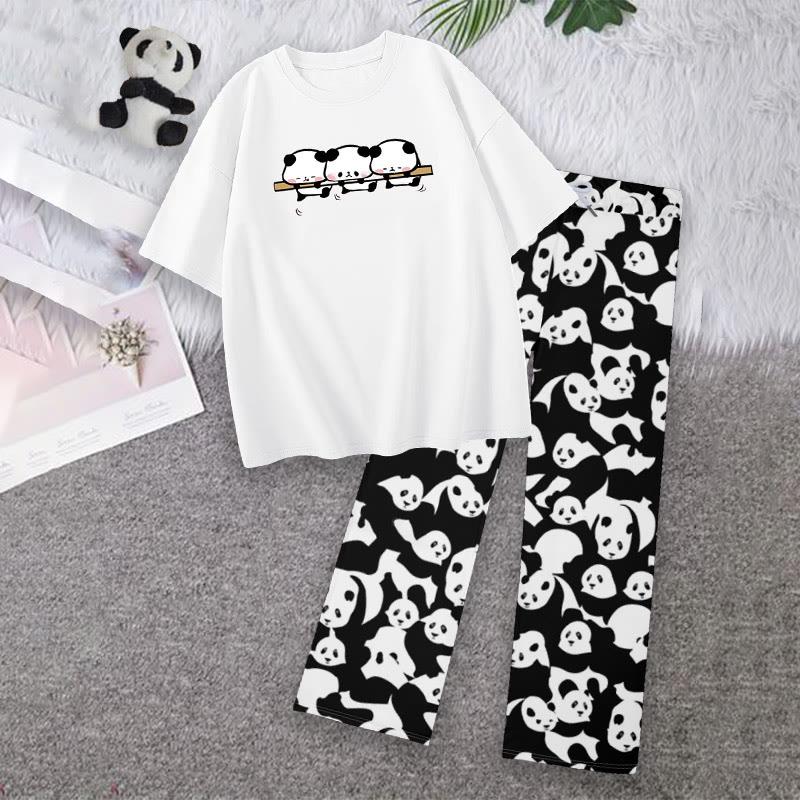 Cartoon Panda Casual Loose T-Shirt Pants  |   T-Shirts Clothing Pants