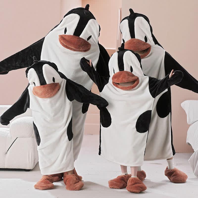 Cartoon Penguin Plush Family Pajamas Matching Sets  |   Pajamas Clothing Black&White