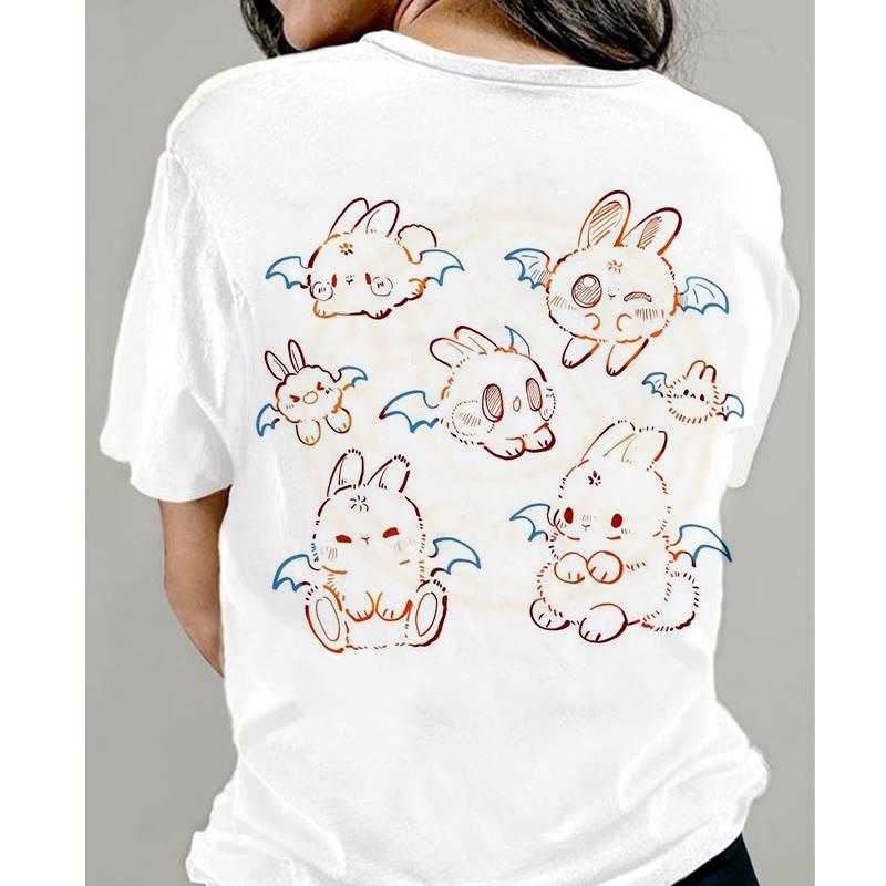 Cartoon Rabbit Print Summer T-Shirt  |   T-Shirts Clothing T-Shirts