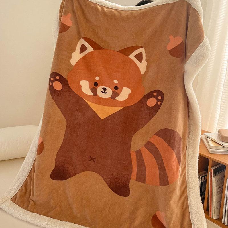 Cartoon Red Panda Print Plush Blanket  |   Plushies & Bedding Accessories Brown