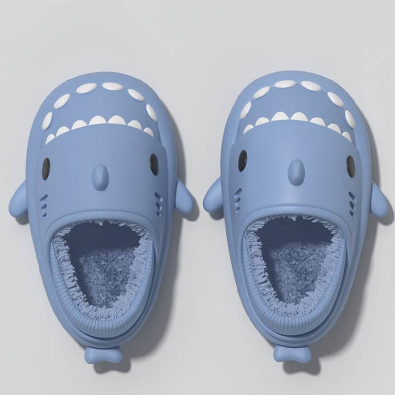 Cartoon Shark Casual Plush Slippers  |   Slippers Shoes Blue