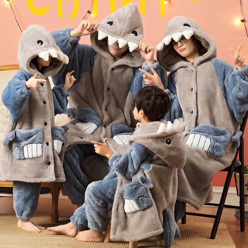 Cartoon Shark Plush Family Pajamas Matching Sets  |   Pajamas Clothing Grey