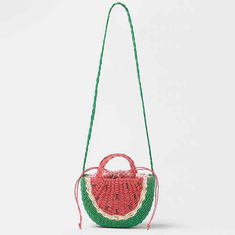 Cartoon Watermelon Handmade Straw Crossbody Bag  |   Tote Bag Bags Crossbody Bag