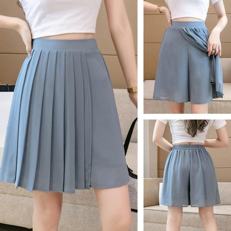 Casual Chiffon High Waist Pleated Shorts  |   Skirts Clothing Black