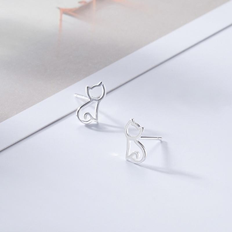 Cat 925 Sterling Silver Stud Earrings  |   Jewelry Accessories Jewelry