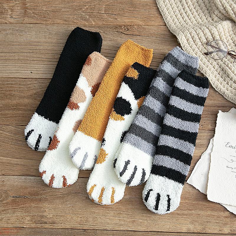 Cat Claw Stripe Plush Ankle Socks  |   Socks Accessories Black