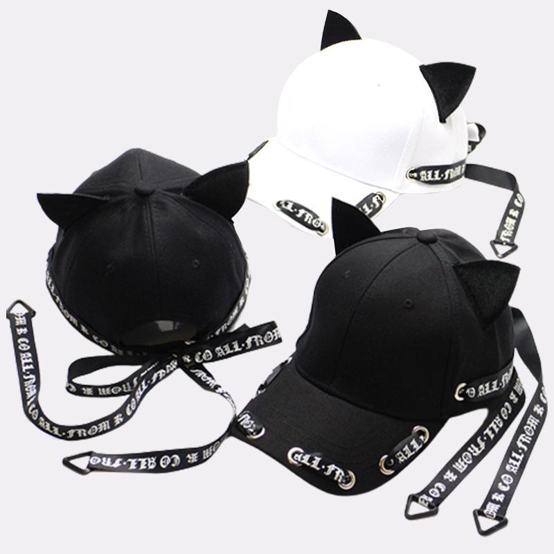 Cat Ears Ribbon Baseball Cap  |   Hats & Scarfs Accessories Black01