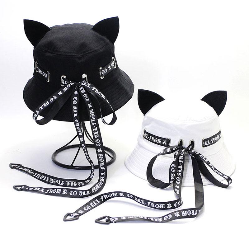 Cat Ears Ribbon Fisherman Hat  |   Hats & Scarfs Accessories Black