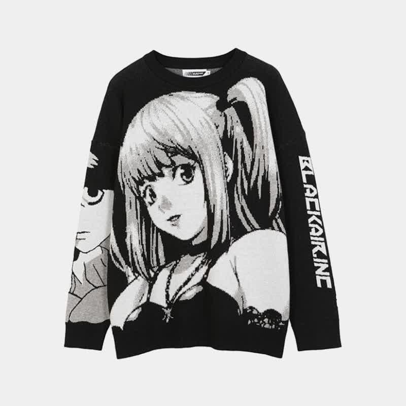 Chic Loose Anime Girl Print Sweatshirt  |   Sweatshirts & Hoodies Clothing Black