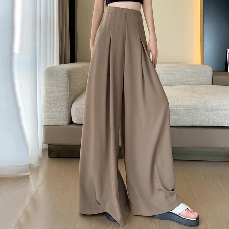 Chic Pure Color High Waist Wide Leg Pants  |   Pants Clothing Apricot