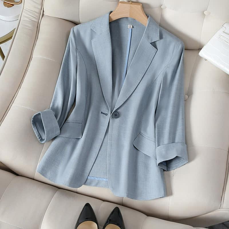 Classic Pure Color Three-Quarter Sleeve Blazer  |   Outerwear Clothing Apricot