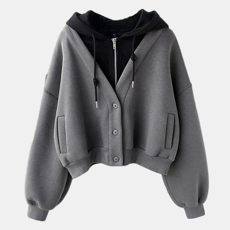 Colorblock Pocket Grey Hoodie  |   Sweatshirts & Hoodies Clothing Gray Hoodie