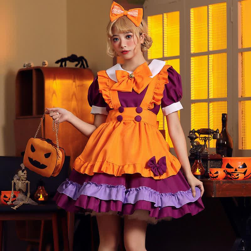 Cosplay Bow Decor Puff Sleeve Maid Dress  |   Dresses Clothing Dresses